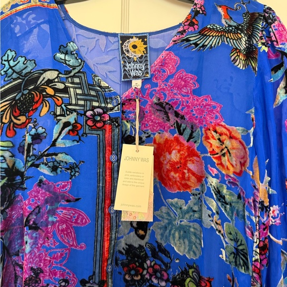 Floral Blue Johnny Was dress - Picture 4 of 10